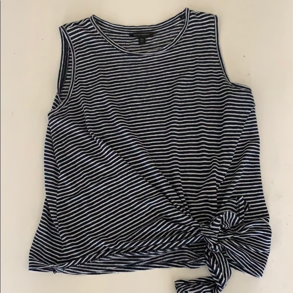 Banana Republic Striped Tie Front Linen Tank
